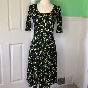 Lemon Print LuLaRoe Nicole Dress-Size Small